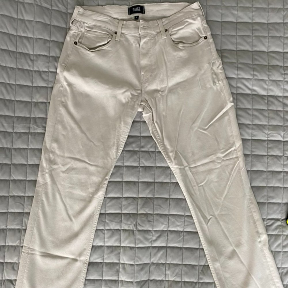 PAIGE Federal 32x27.5 Transcend Stretch Jeans - Cream / Tan